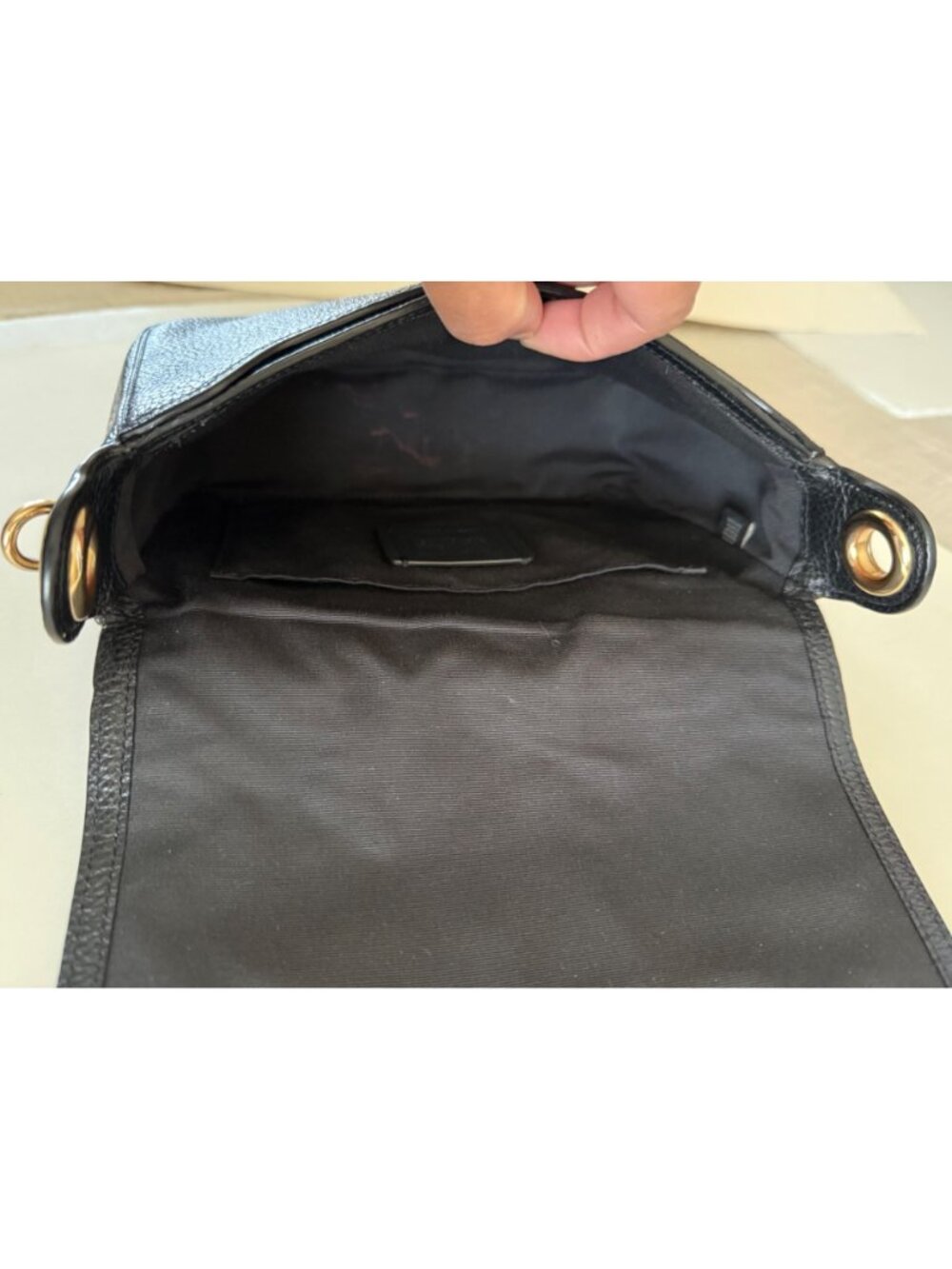 COACH Jess Messenger Bag Small Pebbled Leather Black - Picture 12 of 13